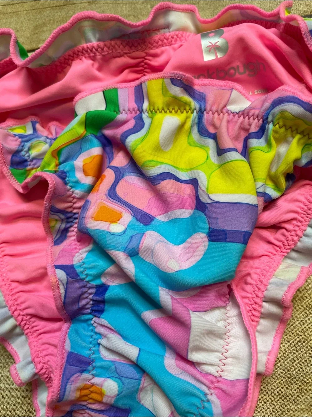 Blackbough Two Piece Ruffle Bikini Colorful String Ring Top